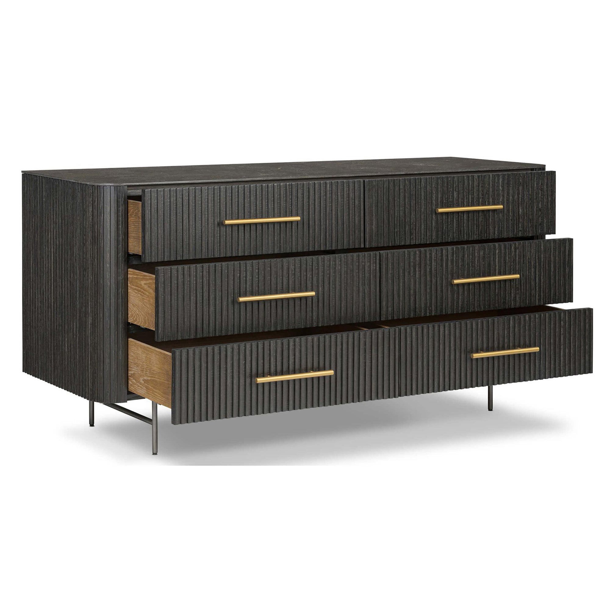 Fletcher 6 Drawer Dresser, Distressed Black by Four Hands High Fashion Home Fletcher 6 Drawer Dresser, Distressed Black by Four Hands High Fashion Home