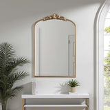 Fleur Applique Arch Mirror, Gold