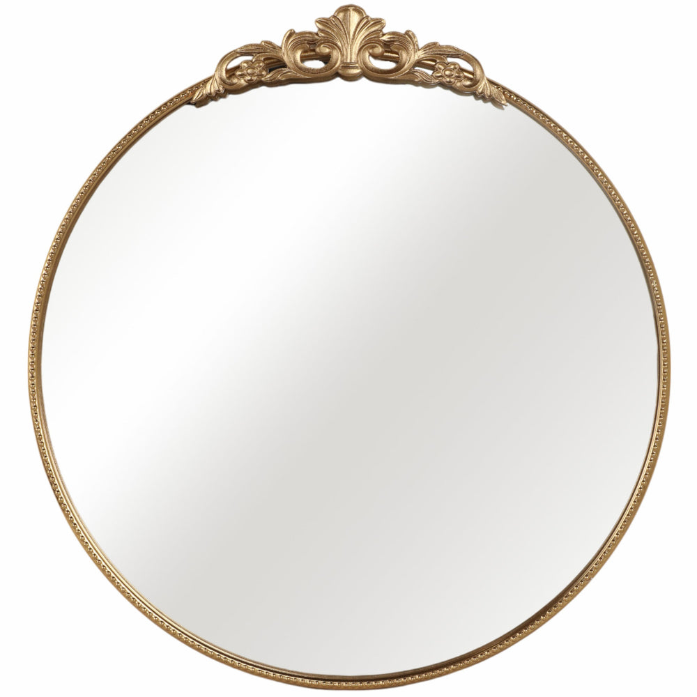 Fleur Round Mirror, Gold