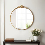 Fleur Round Mirror, Gold