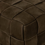 Flores Leather Ottoman, Nubuck Olive by Four Hands