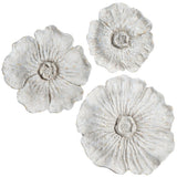 Flowers Wall Decor, White Wash, Set of 3