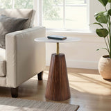 Fluted Base Accent Table, White