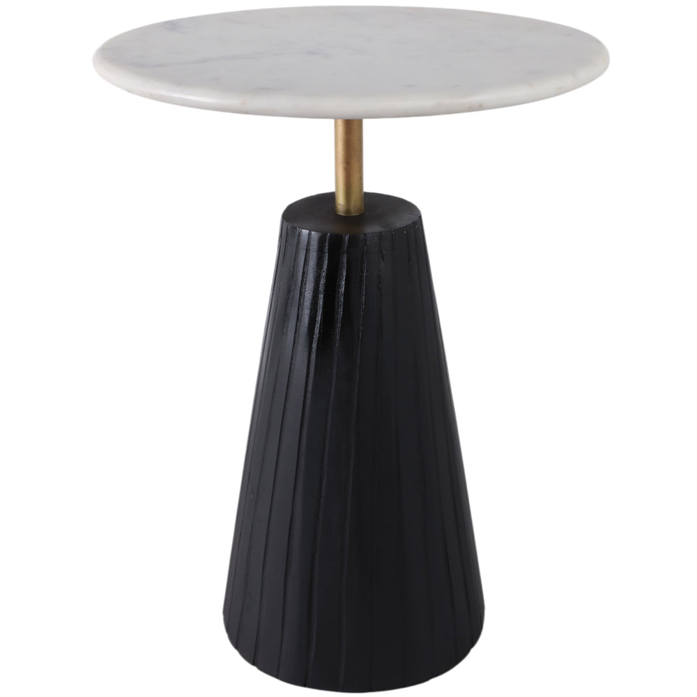 Fluted Base Accent Table, White/Black