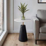 Fluted Base Accent Table, White/Black