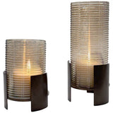Fluted Fire Candleholders, Set of 2, Dark Bronze-Accessories-High Fashion Home