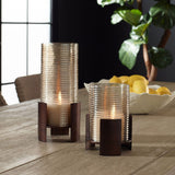 Fluted Fire Candleholders, Set of 2, Dark Bronze-Accessories-High Fashion Home