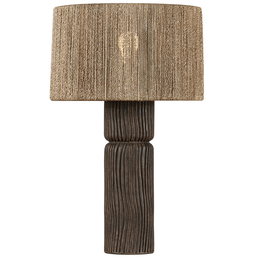 Folk Table Lamp, Patina Brass/Ceramic Shadowed Bark