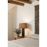 Folk Table Lamp, Patina Brass/Ceramic Shadowed Bark