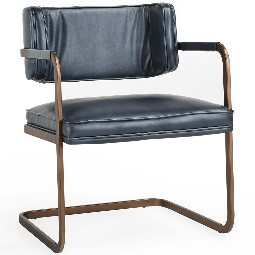 Fonda Leather Dining Chair, Ocean Blue, Set of 2-Furniture - Dining-High Fashion Home