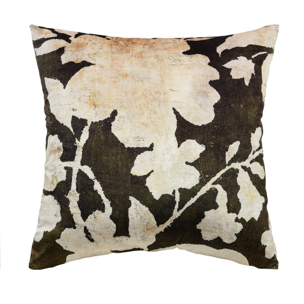 Forest Floral Pillow, Green/Beige-Accessories-High Fashion Home