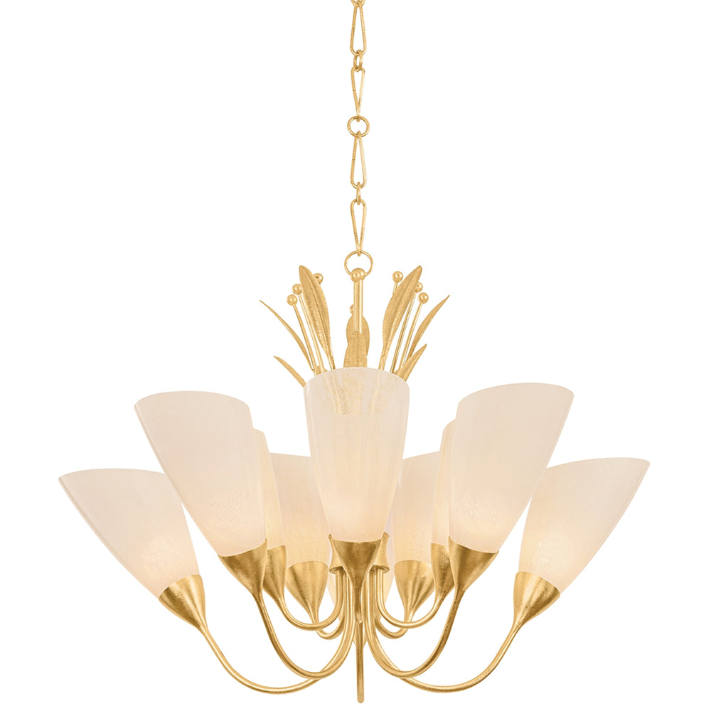 Forest Glen 10 Light Chandelier, Vintage Gold Leaf-Lighting-High Fashion Home