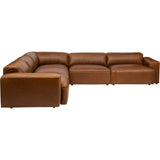 Gable 5 Piece Leather Sectional, Concord Mink