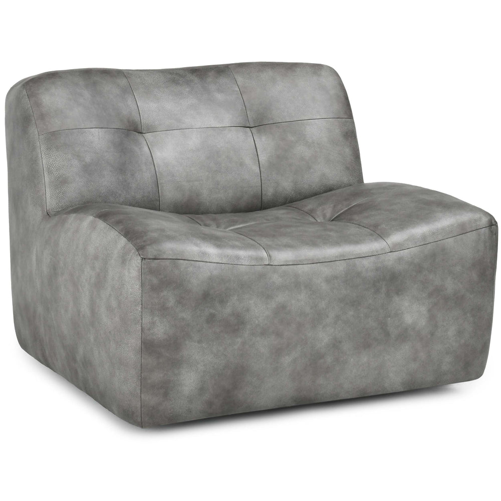 Gabriel Leather Swivel Chair, Storm Gray-Furniture - Chairs-High Fashion Home