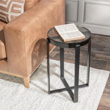Gallie Round Accent Table, Black-Furniture - Accent Tables-High Fashion Home