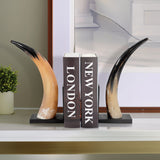 Gamil Horn Bookends, Black, Set of 2-Accessories-High Fashion Home