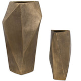 GeoForm Outdoor Vases, Set of 2, Antique Brass-Accessories-High Fashion Home