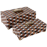Geo Print Boxes, Black/Brown, Set of 2-Accessories-High Fashion Home