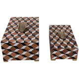 Geo Print Boxes, Black/Brown, Set of 2-Accessories-High Fashion Home