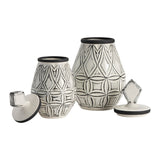Geometrical Farm House Vases, Distressed White, Set of 2-Accessories-High Fashion Home