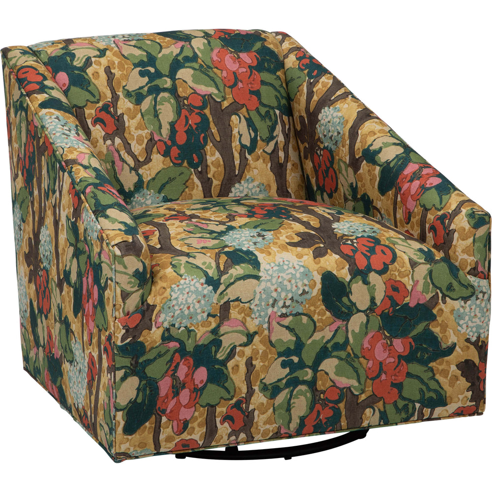 Gigi Swivel Glider, Blossoms Ochre-Furniture - Chair-High Fashion Home