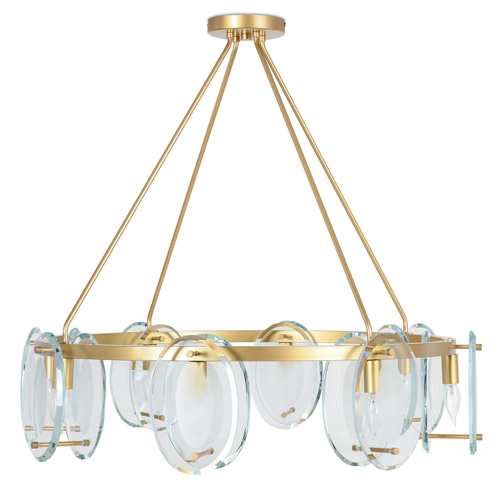 Gina Round Chandelier, Gold-Lighting-High Fashion Home