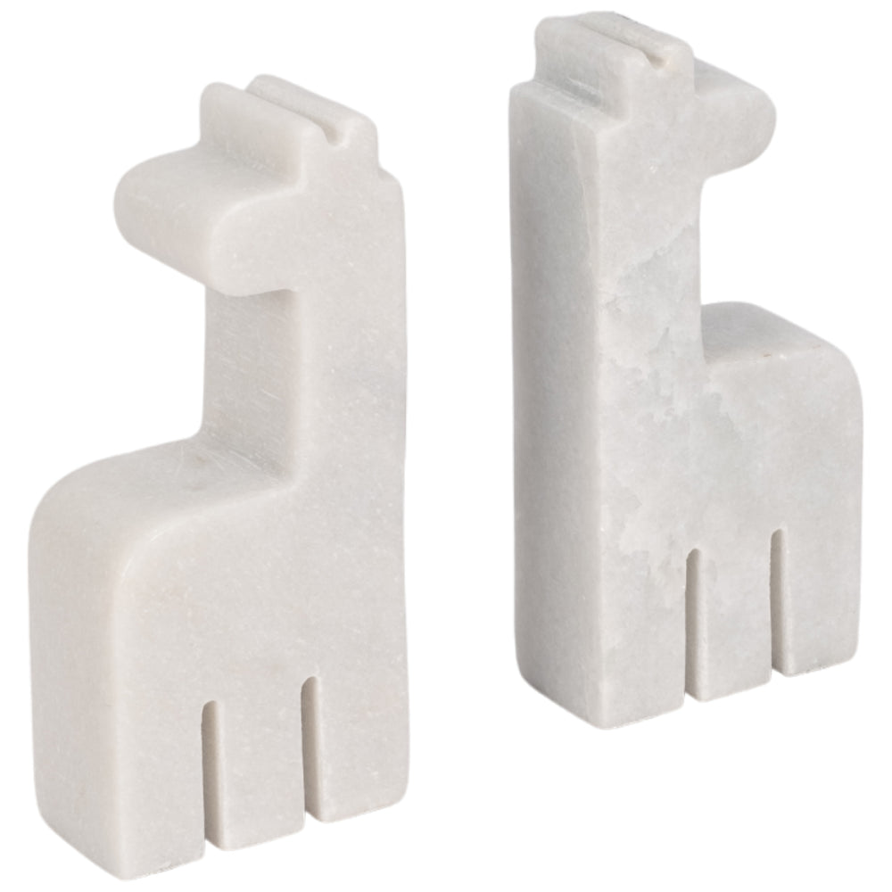 Giraffe Bookends, White, Set of 2-Accessories-High Fashion Home