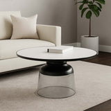 Glass Base Coffee Table, White-Furniture - Accent Tables-High Fashion Home