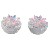 Glass Trinket Box, Blush Lotus, Set of 2-Accessories-High Fashion Home