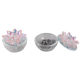 Glass Trinket Box, Blush Lotus, Set of 2-Accessories-High Fashion Home