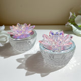 Glass Trinket Box, Blush Lotus, Set of 2-Accessories-High Fashion Home