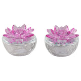 Glass Trinket Box, Fuchsia Lotus, Set of 2-Accessories-High Fashion Home