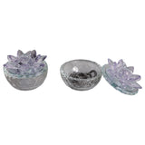 Glass Trinket Box, Purple Lotus, Set of 2-Accessories-High Fashion Home