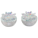 Glass Trinket Box, Rainbow Lotus, Set of 2-Accessories-High Fashion Home