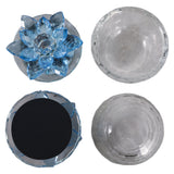 Glass Trinket Box, Royal Blue Lotus, Set of 2-Accessories-High Fashion Home