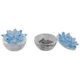 Glass Trinket Box, Royal Blue Lotus, Set of 2-Accessories-High Fashion Home