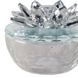 Glass Trinket Box, Silver Lotus, Set of 2-Accessories-High Fashion Home
