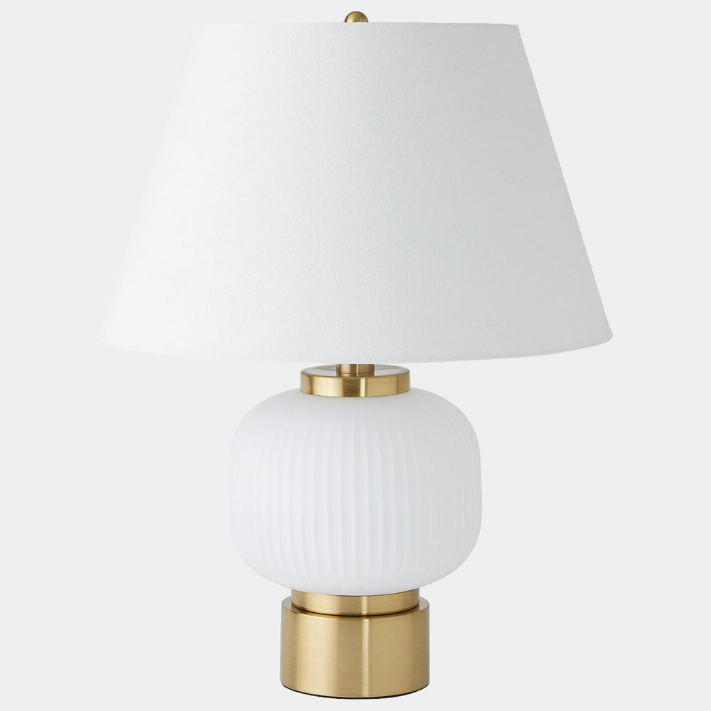 Global Table Lamp, White/Brass-Lighting-High Fashion Home