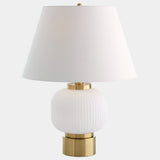 Global Table Lamp, White/Brass-Lighting-High Fashion Home