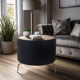 Gold Leaf Top Side Table, Black