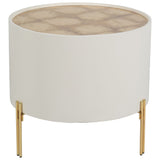 Gold Leaf Top Side Table, White-Furniture - Accent Tables-High Fashion Home