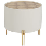 Gold Leaf Top Side Table, White-Furniture - Accent Tables-High Fashion Home