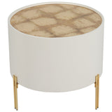 Gold Leaf Top Side Table, White-Furniture - Accent Tables-High Fashion Home