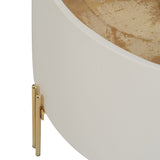 Gold Leaf Top Side Table, White-Furniture - Accent Tables-High Fashion Home