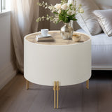 Gold Leaf Top Side Table, White-Furniture - Accent Tables-High Fashion Home