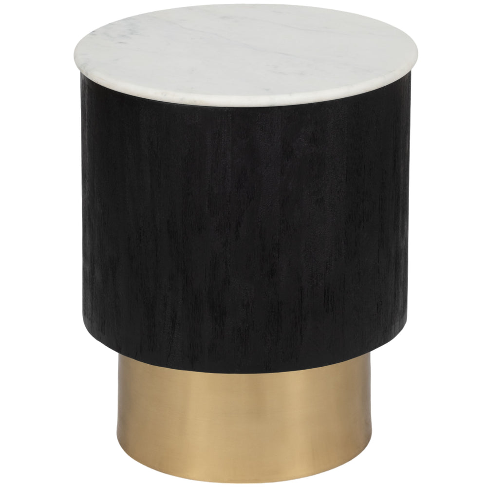 Gold Pedestal Accent Table, White