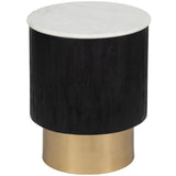 Gold Pedestal Accent Table, White