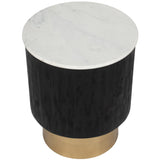 Gold Pedestal Accent Table, White