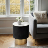 Gold Pedestal Accent Table, White