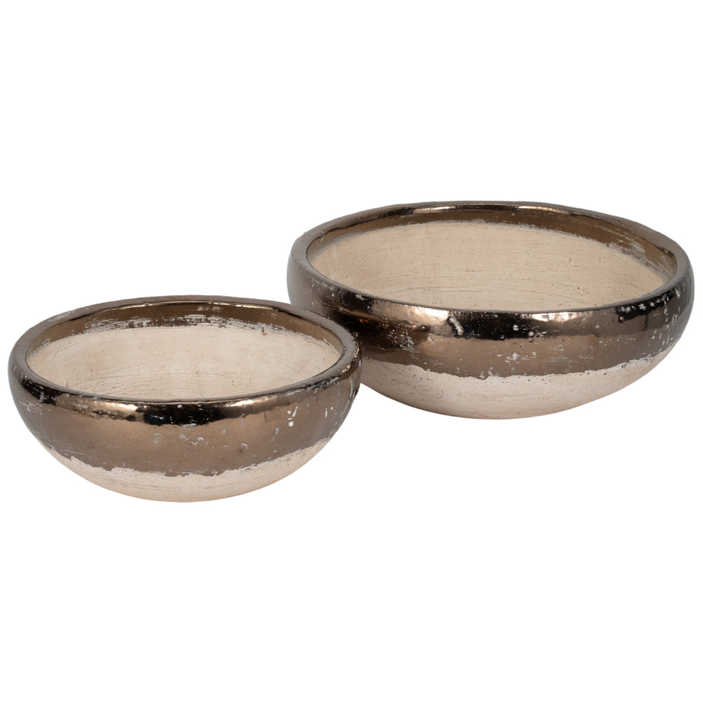 Gold Rim Bowls, Set of 2-Accessories-High Fashion Home